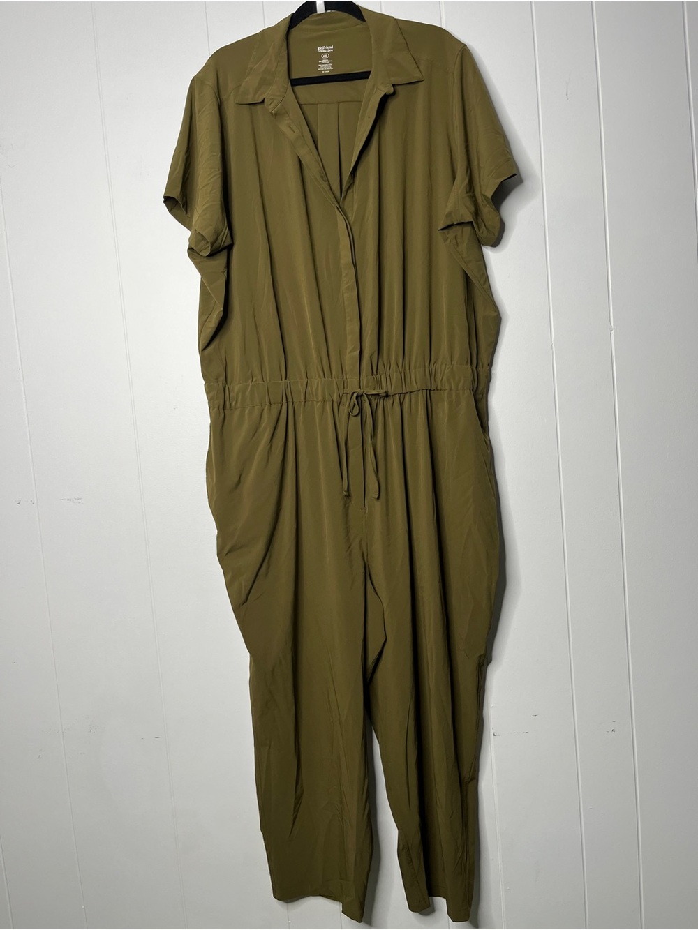 Girlfriend Collective Olive Green Women's Utility Jumpsuit Size 4XL Short Sleeve